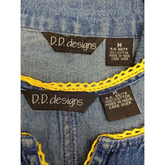 Blue Denim Jean Jumper Cottagecore Embroidery Buttons Modest Dress Size M.  - Picture 11 of 12